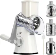 Rotary Cheese Grater - Manual Mandoline Slicer with Non-Slip Suction Base