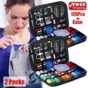 2x Home Stitching 126Pcs Sewing Kit Scissors Needle Threads Bag Hand Sewing Tool