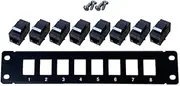 CAT5e 8 Port Patch Panel Supports Back CAT5e Unshielded w/Coded T568A/B Wiring for RJ45 Network Cables Rack/Wall Mount (Color : Black)