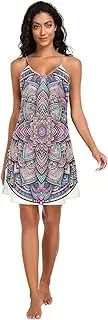 [RPLIFE] Mandala Women Full Slips, Satin Cami Dress, Sleeveless Night Shirts for Woman