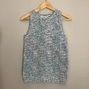 Ann Taylor LOFT Womens PS Petite Spacedye Sweater Tank Blue Pink Multicolor