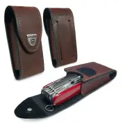 Victorinox Personalised Leather Belt Pouch for SwissArmy Knife 5-8 layers -Brown
