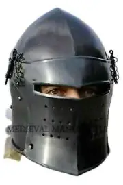 Medieval Barbuta BLACK Helmet Knights Templar Crusader Armour Helmet SCA