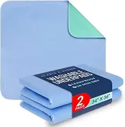 Hearth & Harbor Waterproof Bed Protector Pads - Washable and Reusable 34x36 Mattress Pad - Pack of 2 Absorbent Incontinence Pads For Pets, Kids, Adults & Elderly - Bedwetting Protection Pads For Floor