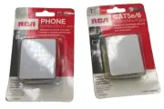 (QTY: 2) RCA TP265WHR & TPH553R Phone & CAT5e/6 Surface-Mount Jack.