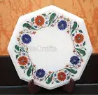 Octagon Marble Coffee Table Top Beautiful Border Pattern Inlay Work Side Table