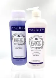 Lot Of 2 Yardley of London Flowering English Lavender Body Wash & Lotion vtg