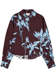 Forte_forte Floral-print Cotton-poplin Shirt - Chocolate - 1 (UK 8 / S) 1 (UK 8 / S)