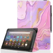 Universal 10 10.1 Inch Android Tablet Case,Slim Folding Stand Cover Marble Pnk
