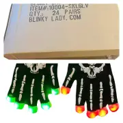 Light-Up Skull Gloves Adult One Size Fits Most Replaceable Batteries Case Of 24