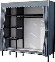 Polyester Portable Closets with Curtain Large Capacity Wardrobe Stable Portable Closet Quick and Easy to Assemble