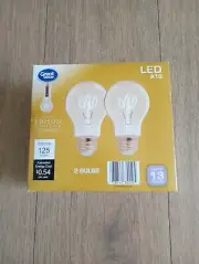 25 Watt Vintage Edison LED A19 Amber Lightbulbs 125 Lumens 13 Year 2 Pack
