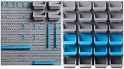 Giantz Storage Bin Rack, 44 Bins Garage Tool Storages Shelving Wall Mounted Toolbox Shelf Bracket Home Workshop Garden Organiser, 52kg Capacity Stable Steel Backboard Blue Grey