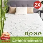 1/2PCS Bamboo Matress Waterproof Mattress Protector Bed Single King Queen Double
