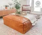 Moroccan Leather Ottoman Pouffe Footstool Pouf Handmade Footrest