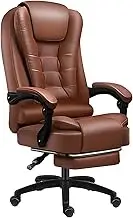 Executive Leather Office Chair,Desk Chairs with Wheels and Footrest,with High Back Adjustable Armrest,Big and Tall Office Chair 400lb for Heavy People(Brown)