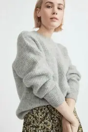 BNWT Witchery Pointelle Lofty Knit Jumper Light Grey Marle XS RRP$169.95 Only 1