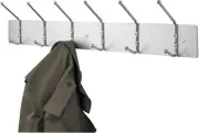 4162 Wall Rack, Six Ball-Tipped Double-Hooks, Metal, Black and Satin Aluminum