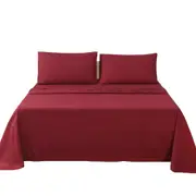 Flat Fitted Sheet 2000TC Pillowcase Set Hotel Bed S/KS/D/Queen/King Burgundy