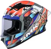 SMK Stellar #Uno, full face helmet , color: Matt Orange/Grey/Blue , size: M
