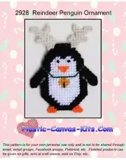 Reindeer Penguin Christmas Ornament- Plastic Canvas Pattern or Kit
