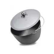 Cast iron tourist cauldron with aluminum lid 8 liters. Thickness 4.4 mm