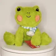 KellyToy Russ Green Frog w/Blue & White Scarf 14" Plush NEW w/TAGS