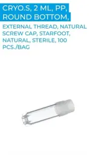 CRYO.S, 2 ML PP ROUND BOTTOM Greiner 126261 SCREW CAP STARFOOT Case Of 500