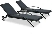 Sun Lounger, Outdoor Sun Lounge Patio Chaise Lounge Reclining Chair Recliner Chair Sun Loungers with Table Poly Rattan Anthracite