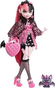 Monster High Doll, Draculaura with Accessories and Pet Bat, Posable Fashion Doll with Pink and Black Hair