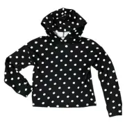 NWT Harper Canyon Girls Black White Polka Dot Pullover Hoodie Sweatshirt S 7/8