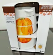 CELEBRATE IT THANKSGIVING PUMPKIN 4 PIECE CERAMIC STACKING MEASURING CUPS