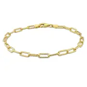 Amour Yellow Plated Sterling Silver 3.5mm Fancy Paperclip Bracelet - 7.5 in.