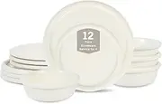 [Stone Lain] Capri 12-Piece Dinnerware Set Stoneware, White