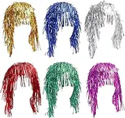 FYKZQWDS 6 Pcs Party Wigs, Photo Booth Props Party Props Hair Tinsel Party Accessories Wigs Fancy Dress for Neon Party Masquerade Ball Men and Women Role-Playing Wig Party Christmas（Multicolor）, Blue
