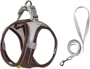 Puppy Harness Set Dog Accessories Adjustable Puppy and Cat Harness Vest French Bulldog Chihuahua Small Dog Collar Pet Leash Dogs (Coffee,XXS 0.5-1.5 Kg)