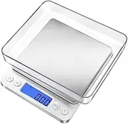 Digital Scale, Cooking Food Scale, Jewelry Scale,Digital Kitchen Gram Scale,3000gx0.1g,Back-Lit LCD Display,Auto Off, Stainless Steel, Batteries Included