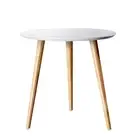 Round Wooden Scandinavian Side End Lamp Table - White