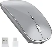 LOONASA USB C Wireless Mouse, 2.4G Type C Mouse, Dual Mode with Nano USB and Type C Receiver, Chargeable Ultra Thin Portable Silent Cordless Mice, for PC MacBook Desktop Computer Laptop Tablet Phone