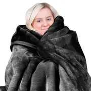 Laura Hill Mink Blanket Double Sided 800GSM Queen Size Soft Plush Bed Faux Throw Rug 220 X 240cm Black