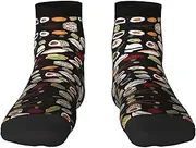 [JBYJBX] Japanese Sushi Black Print Adult Socks Womens Mens Workout Thermal Cozy All-Season Gift Holiday Articles Use
