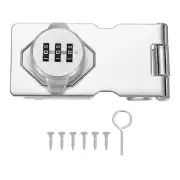 Password Rotary Hasp Locks Mechanical Cabinet Combination Latch Lock 3.5" Silver