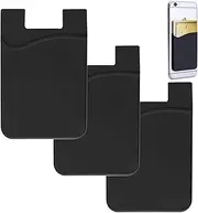 OzEssence 3 Pcs Phone Card Holder, Phone Case Card Holder Stick on Silicone Suitable for iPhone Android Samsung and All Smartphone for Business People Teacher Place Business Card and Work Permit