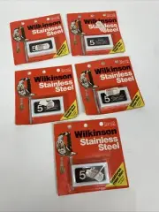 25 Vintage NOS Wilkinson Sword Shaving Razor Blades Lot 5 Packs Made In England