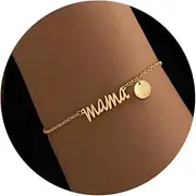 [Nymerianoble] Mothers Day Gifts for Mom Mama Bracelet for Women Gold Initial Bracelet Mom Bracelets Birthday Gifts Ideas Letter Bracelets for Women Mom Stepmom Bonus Mom to Be Mother in Law Wife