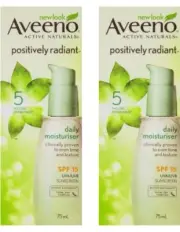 2 X AVEENO POSITIVELY RADIANT DAILY MOISTURISER SPF 15 UVA/UVB SUNSCREEN 75mL