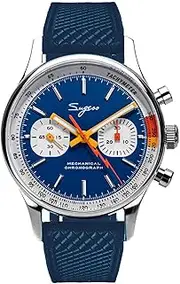 [Sugess] SUCHP007FE 40MM Gold SWAN Neck Chronograph Pliot Chrono Seagull ST1901 Movement Sapphire Crystal Men's Watch 1963, Blue, strap