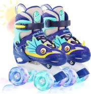 Dino Kids Toddler Roller Skates for Boys Girls, Dinosaur Quad Skating Shoes with