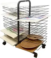 Art Drying Rack for Classroom,Double-Sided Studio Training Rack,30 Shelves Drying Easel,Suitable for Office File Storage Box
