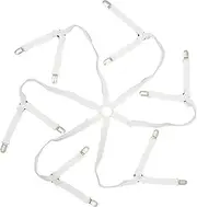 Bed Sheet Clips, Adjustable Sheet Straps Suspenders Gripper Fastener, Triangle Heavy Duty Fuit for Round and Square Mattress Cribs and Shape, Keeping Your Sheets in Place (White)